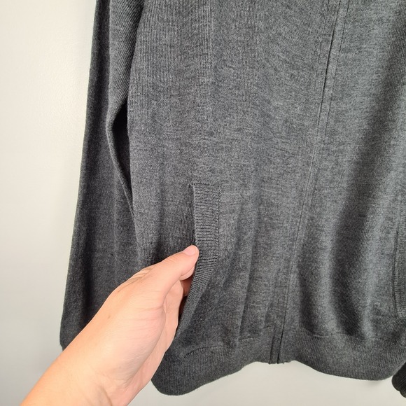 Banana Republic Factory‎ Men's Charcoal Merino Wool Blend Full Zip Sweater Small - Picture 3 of 9